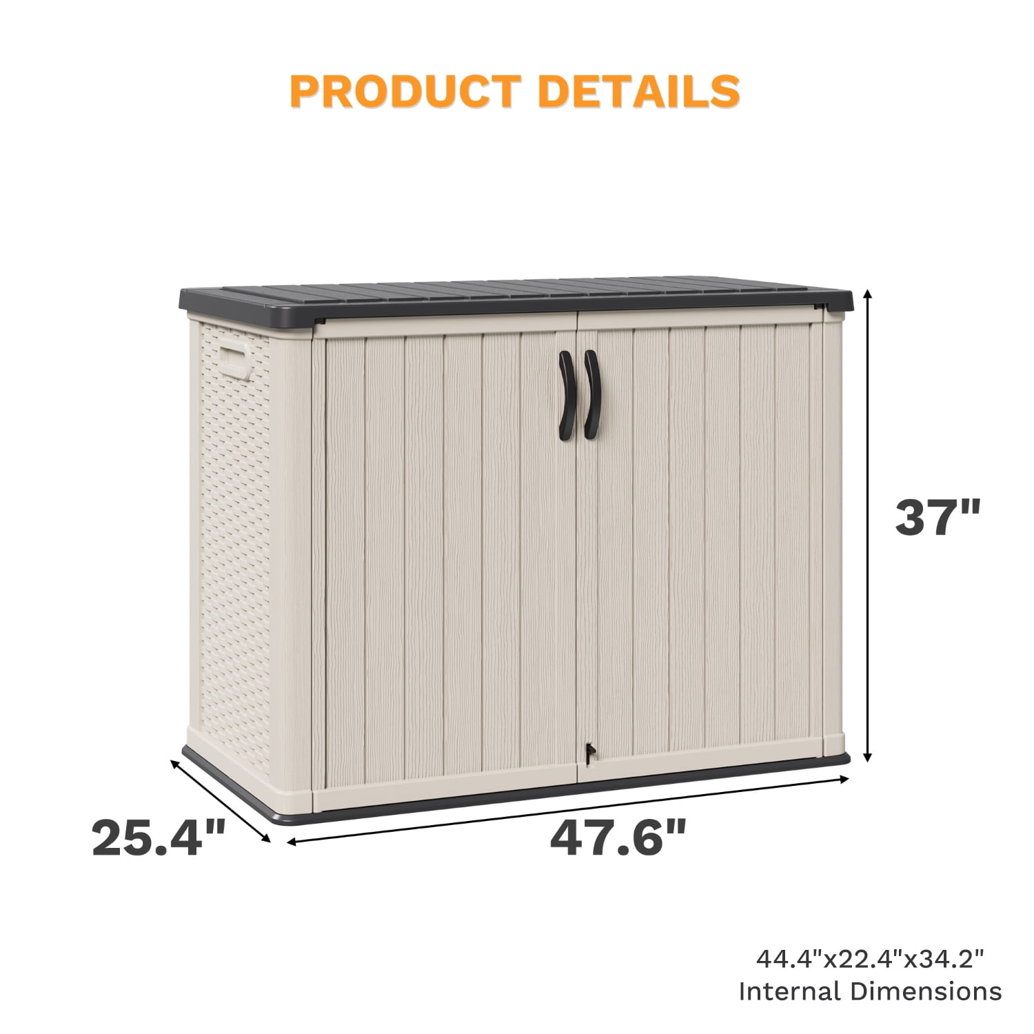 Homall 26 Cu.ft Resin Outdoor Storage Shed - Waterproof, Lockable & Sturdy Floor for Patio/Garden, Beige