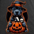 thumbnail image 3 of CafePress - Dog Halloween Pitbull Witch - Women's Long Sleeve Charcoal Gray Pajamas, 3 of 7