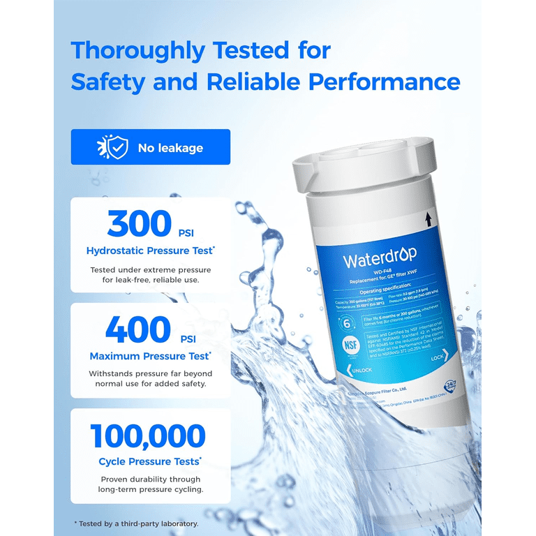 Waterdrop Refrigerator Water Filter for GE XWF Fits GE WR17X30702