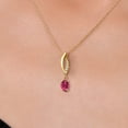 thumbnail image 3 of Gem Stone King 10K Yellow Gold Pink Tourmaline and Lab Grown Diamond Pendant Necklace for Women | 0.51 Cttw | Gemstone October Birthstone | Oval 6X4MM | With 18 inch Chain, 3 of 6