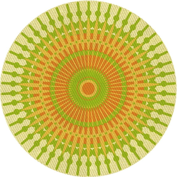 Ahgly Company Machine Washable Indoor Round Transitional Orange Gold Area Rugs, 8' Round