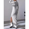 thumbnail image 3 of Gupgi Robe Midi en Tricot pour Femme Automne à Manches Longues Col à Revers Couleur Unie Moulante Longues Robes, 3 of 7