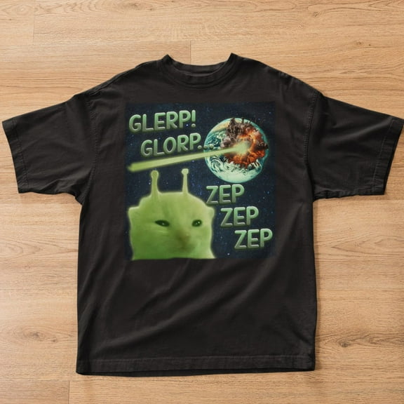 Glerp Glorp Funny Alien Cat Cat Meme Tee Shirt Gift for Woman and Man, Brainrot T-shirt, Goofy ahh Shirts, Dank Memes Tshirt, Silly Cats Tee