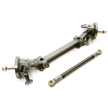 - Integy RC Toy Model Hop-ups C26759GUN Billet Machined T4 Front Beam Axle w/Steering Setup for Custom 1/14 Semi-Tractor