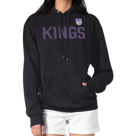 Women's G-III 4Her by Carl Banks Black Sacramento Kings Dot Print Pullover Hoodie