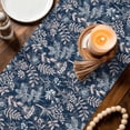 thumbnail image 3 of Dandelion Table Runner - 90 Inch Long Navy Blue Flowers Modern Minimalist Spring Cotton and Linen Blended Dress Scarves Farmhouse Table Runner for Kitchen Dining, Coffee Table, 13" x 90", 3 of 8