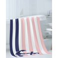 thumbnail image 3 of Anchor Pink Towel Set of 3, Soft Microfiber Bath Towels, Hand Towel, Washcloths, Modern Navy Blue White Striped Nautical Quick-Dry Absorbent Towels for Bathroom Kitchen Hotel Beach Gym Spa, 3 of 7