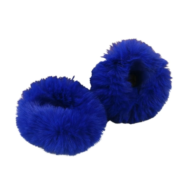 2Pcs Bright Color Simple Hair Ties Handmade Faux Rabbit Fur Furry Scrunchies Hair Accessories