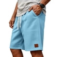 thumbnail image 4 of GrmtClth Mens Casual Shorts Elastic Waist Lounge Sweat Shorts Loose Fit Beach Texture Shorts Summer Comfy Shorts with Pockets Light Blue M, 4 of 7