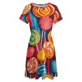 thumbnail image 4 of Rainbow Lollipop Dress Fashion Beach Short Sleeve Dresses Female Party Printed Sundress, 4 of 7