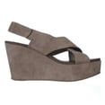 thumbnail image 3 of Womens STEVEN by Steve Madden Genesis Wedge Criss-Cross Sandals, Taupe, 9.5 US, 3 of 6