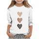 thumbnail image 1 of Blusas y camisas de cuello redondo y manga larga para niños, blusas/camisas de poliéster con estampado de corazones, mangas 3/4 y cuello redondo, elegantes e informales., 1 of 4