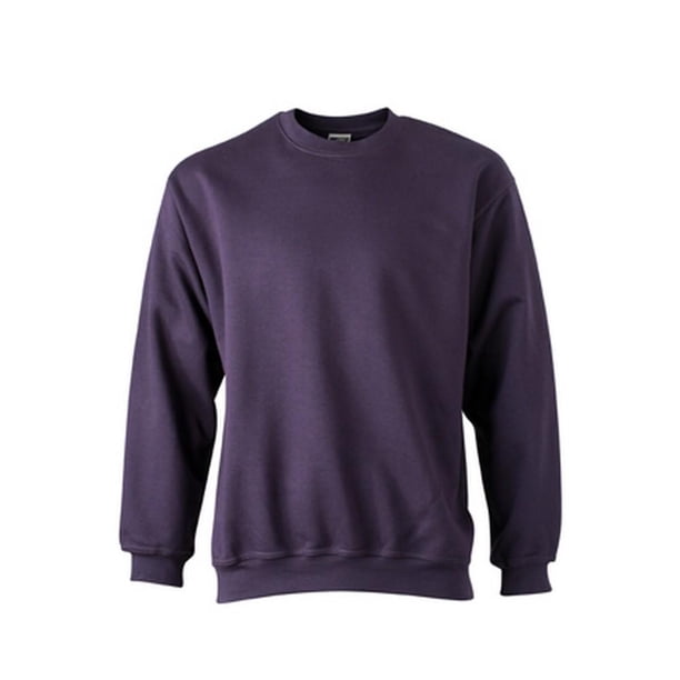 James and Nicholson - Jersey pesado de cuello redondo unisex (Berenjena)