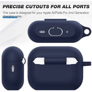 AirPods Pro 2nd Gen Case [Front LED Visible], Entronix Silicone Protective Shockproof Earbuds Case Cover Skin with Keychain Kit Set Compatible for Apple AirPods Pro 2nd Generation (Navy)