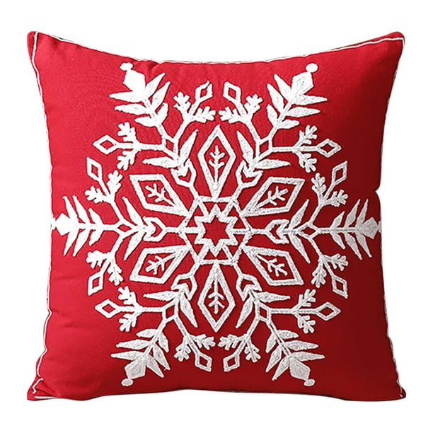 Cubiertas de Almohada de Navidad, Nuevo Lienzo de Algodón Bordado Ciervo Nieve Cojín de la Almohada de Navidad, Decoración Festiva Del Hogar para Sofá Cama Sillón