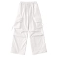thumbnail image 4 of Pantalones cargo holgados de mujer: cintura alta con cremallera, cintura con cordón, bolsillos, tallas grandes, versátiles, 4 of 4