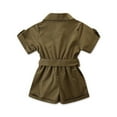thumbnail image 2 of WIBACKER 1-6T Baby Girls Summer Short Sleeve Button Down Casual Jumpsuit Toddler Outfits-Green, 1-2T, 2 of 8