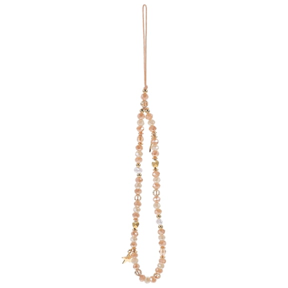 KALLORY 1Set Golden CCB Beaded Phone Charm Phone Lanyard for Phone Accessory with Anti-Slip and Key Holder Function