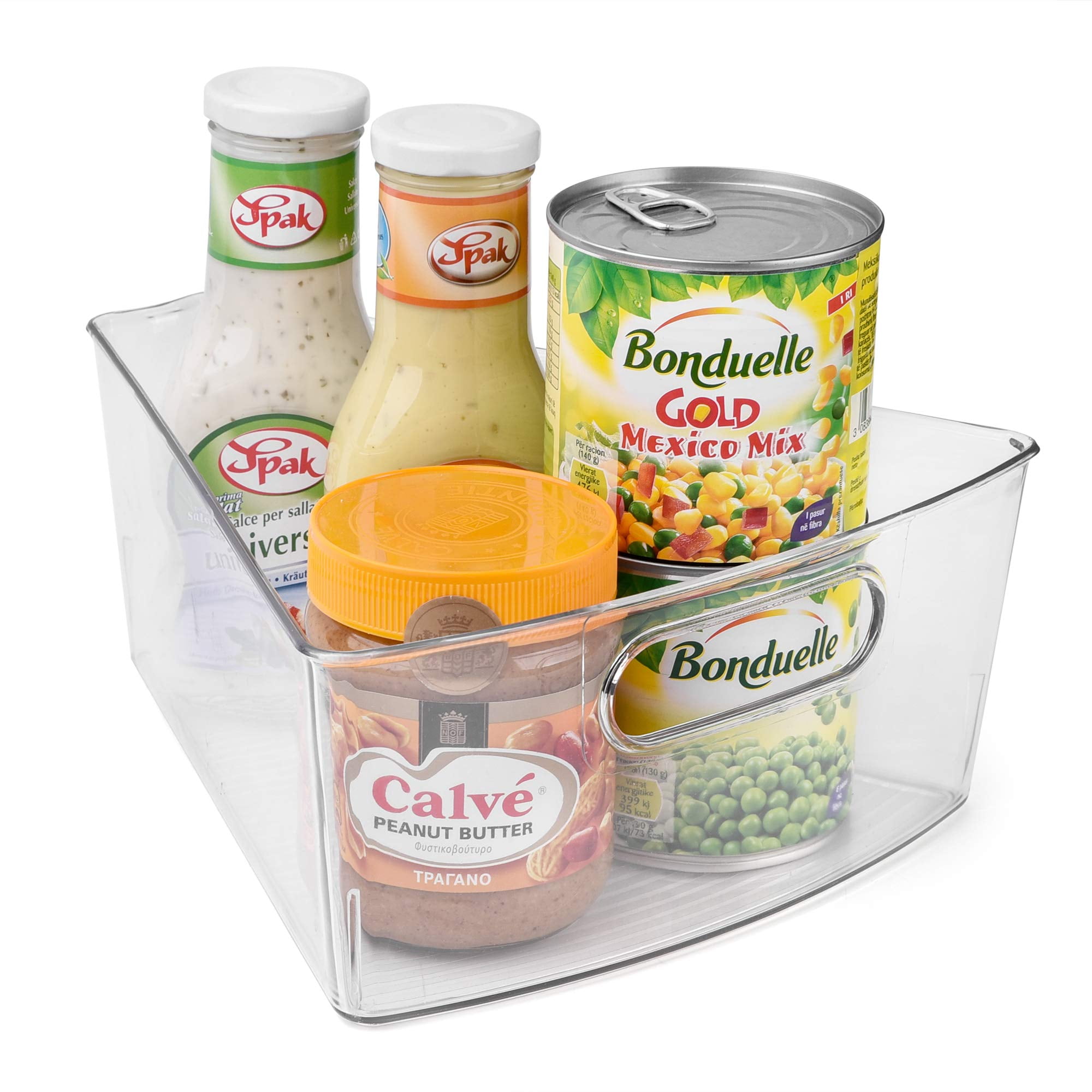 Sorbus Wedge Storage Bin Organizer with Front Handle for Lazy Susan Corner Cabinet, Great Sector Shaped Container Bins for Kitchen, Pantry, Bathroom, Clear Plastic (4-Pack)