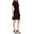 thumbnail image 5 of INSPIRE CHIC Women's Fit and Flare Collar Pocket Elastic Waist Mini Dress XS Fuchsia, 5 of 9
