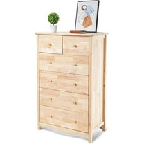 VINGLI Unfinished Farmhouse Natural Solid Wood Tall 6-Drawer Dresser for Bedroom Vintage Dressers Chests of Drawers