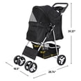 thumbnail image 3 of SuperDeal Folding Pet Stroller for Small Dog Cat, 4 Wheels Breathable Pet Carrier W/Cup Holder & Basket, Black, 3 of 12