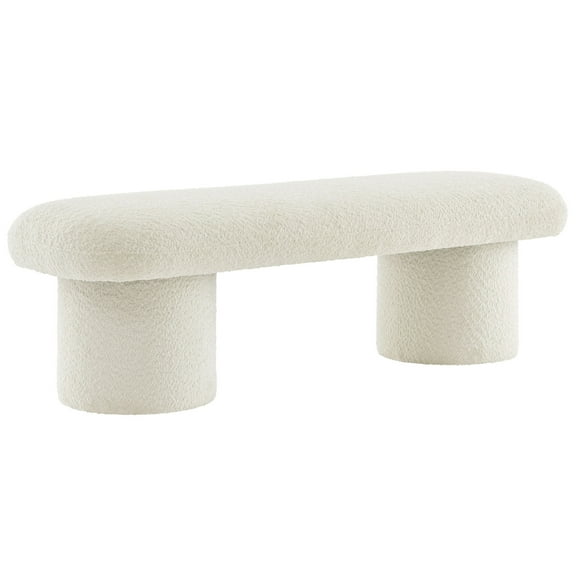 Accent Chair Bench, White, Fabric, Living Room Lounge Cafe Lobby Hospitality Restaurant, Modern Contemporary, HB37571