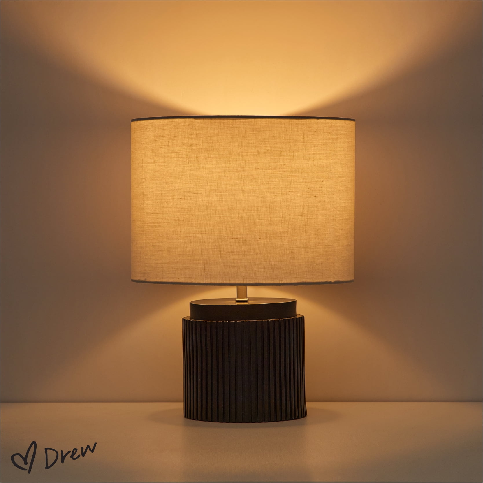 Beautiful by Drew Barrymore 14" Black Faux Ribbed Wood Table Lamps