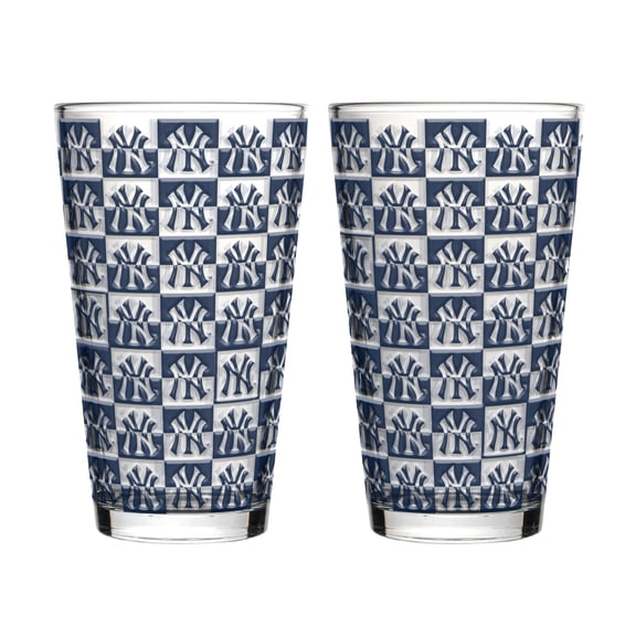 Logo Brands New York Yankees Two-Pack Gridiron Stained 16oz. Pint Glass Set