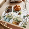 thumbnail image 3 of Spring Daisy Placemats Set of 8 Country Botanical Floral Wooden Grain Place Mats Indoor Wipeable Table Mats Washable Cloth Dining Table Placemats for Kitchen Holiday Party Home Decor 13x19 Inch, 3 of 9
