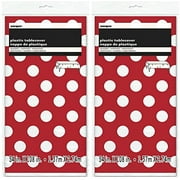 Polka Dot Plastic Tablecloth, 108" x 54", Red (Red 2-PACK))