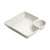 Nkmbld Reusable Lightweight Plates Dishwasher and Microwave Safe, Dumpling Tray Sauces Separating Tray Household Plastic Plates for Dessert Noodles Fries, White