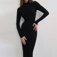 thumbnail image 2 of Ediodpoh Women Turtleneck Long Sleeve Knit Elasticity Slim Sweater Dress Sweater Dress for Women Cozy Black M, 2 of 6