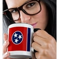 thumbnail image 2 of 3dRose, Flag of Tennessee TN - US American United State of America USA - red blue circle 3 white stars, 11oz Two-Tone Black Mug, 2 of 7