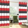thumbnail image 2 of Nanqianyi Blackout Curtains Red Black and White Striped, Thermal Insulated Drapes for Bedroom, Living Room, Set of 2 Panels, 52 X 96 Inch, 2 of 7