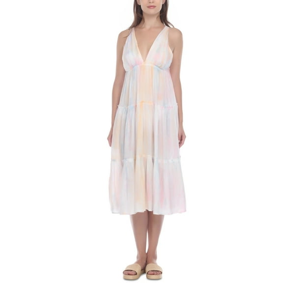 Raviya SHERBERT TIE-DYE Tiered Midi Dress Swim Coverup, US Medium