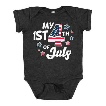 

Inktastic My 1st 4th of July with Striped Stars Gift Baby Boy or Baby Girl Bodysuit