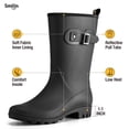 thumbnail image 5 of SMILIN Wellington Wide Calf Rubber Rain Boots for Women Black Size 6, 5 of 9
