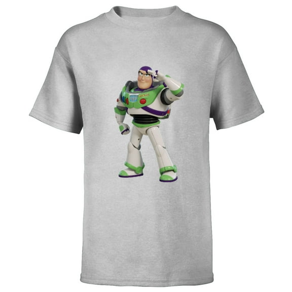 Disney Pixar Toy Story 4 Buzz Lightyear Hero Salute T-Shirt - Short Sleeve T-Shirt for Kids - Customized-Athletic Heather