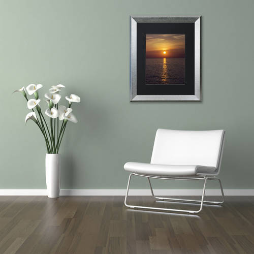 Trademark Fine Art 'Sunset Paddleboard' Canvas Art by Kurt Shaffer Black Matte, Silver Frame