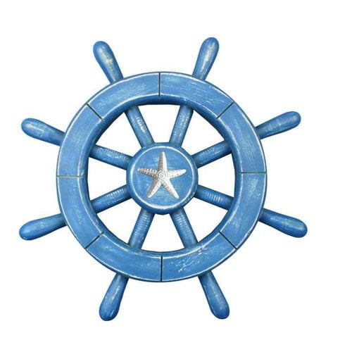 Nautical Home Decoration Hampton Nautical Classic Wooden Whitewashed Decorative Ship Steering Wheel 24