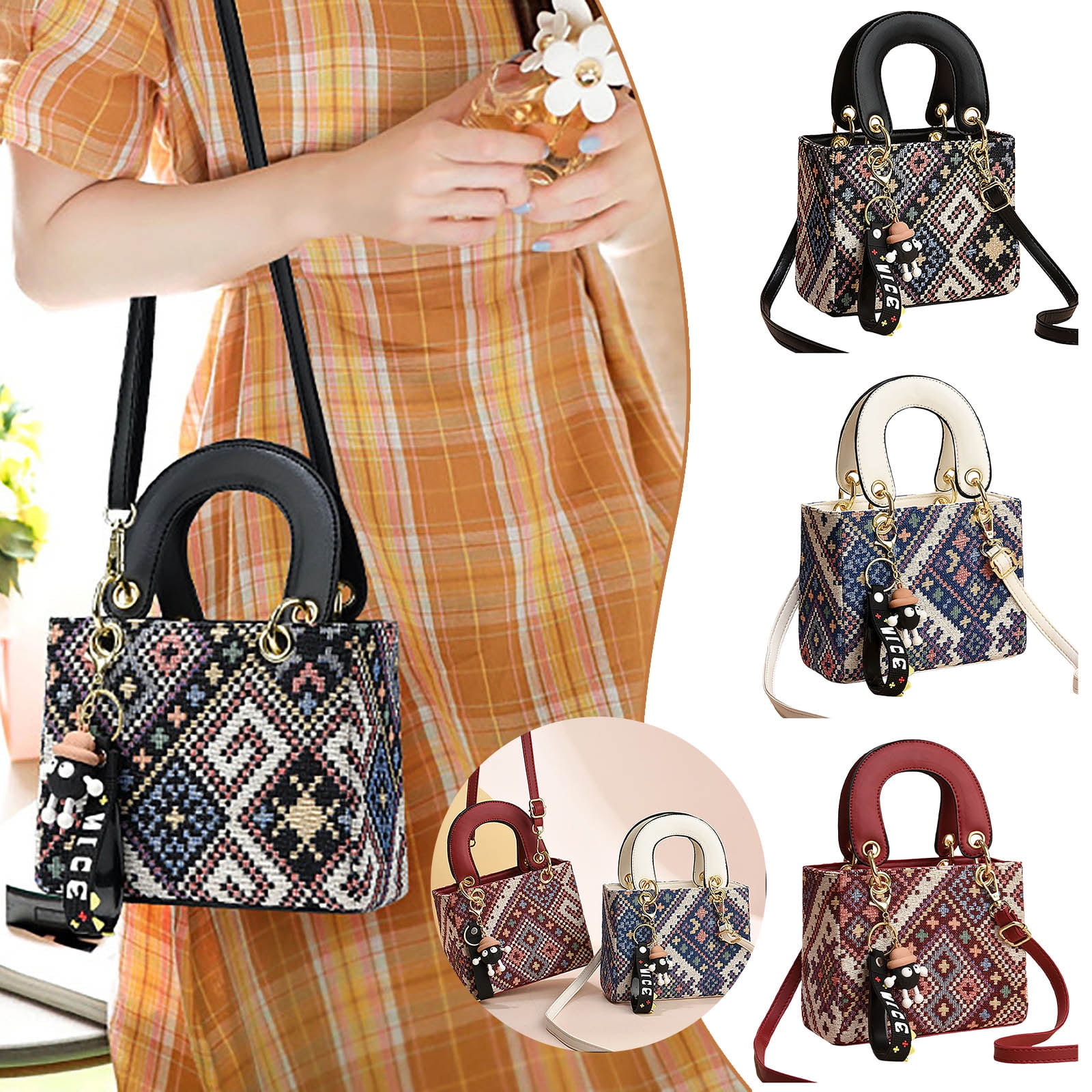 Mepaouo Vintage Crossbody Shoulder Bags for Women Small Clutch Tote Handbag Top Handle Casual Purse