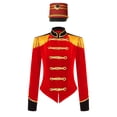 thumbnail image 3 of vastwit Womens Marching Band Drum Major Long Sleeve Fringe Epaulet Velvet Jacket with Hat Red A M, 3 of 7