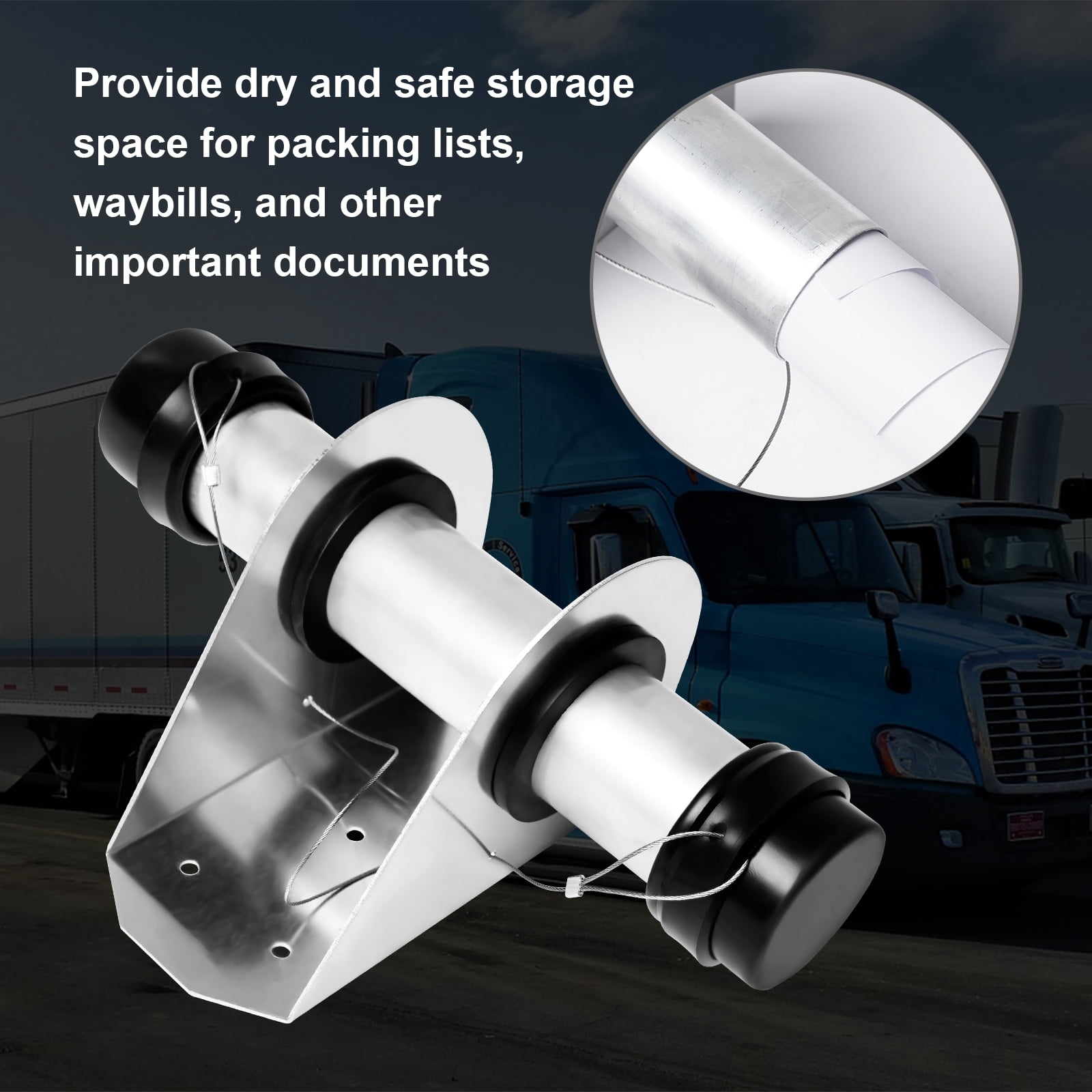 Trailer Document Holder Waterproof Registration Card Box with End Caps for Truck Trailers Body Auto Vehicle Tractor Insurance Aluminum 1-5/8" x 9-7/16" Tube Style