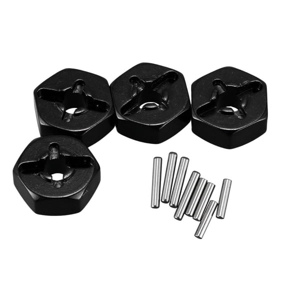 Aluminum Alloy 12mm Combiner Wheel Hub Hex Adapter Upgrades for 144001 1/14 RC Car Spare Parts,Black
