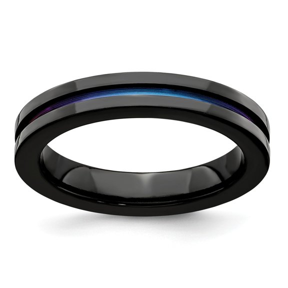 Edward Mirell Black Titanium Anodized 4mm Band Size: 12; for Adults and Teens; for Women and Men
