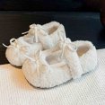 thumbnail image 5 of Kids Girl's Slip On Plush Mary Jane Shoes Fleece Lined Non Slip Loafers Toddler Cute Bowknot Princess Dress Shoes White Size 7 Toddler, 5 of 7