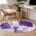thumbnail image 4 of Modern Oil Painting Round Area Rug 3.3 FT, Non Slip Small Entryway Kitchen Mat, Purple Grey Abstract Graffiti Art Washable Soft Circular Rug Non-Shedding Door Mat for Bathroom Playroom Kids Room, 4 of 9