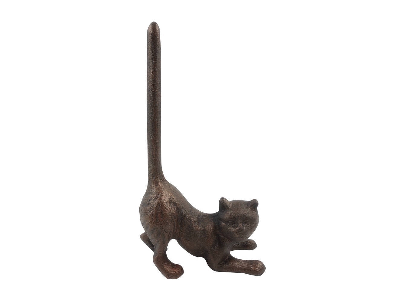 Handcrafted Model Ships  10 x 3 x 5 in. Rustic Copper Cast Iron Cat Paper Towel Holder