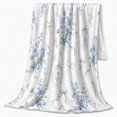 thumbnail image 2 of Elegant Blue Bow Floral Pattern Autumn Pumpkin Mantel, Festive Holiday Scene, Warm Flannel Blanket for Living Room and Family Room, Art Lovers Thanksgiving Gift, Festive Home Decor, 2 of 9